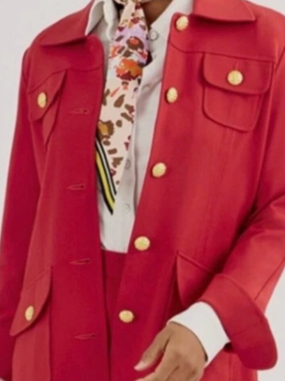 CAbi Red Blazer with Gold Buttons